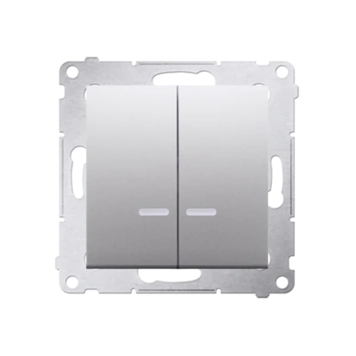 SIMON 54 Łącznik świecznikowy z podświetleniem LED do wersji IP44 (moduł) 10AX 250V szybkozłącza srebrny mat metalizowany DW5BL.01/43 - obrazek 1